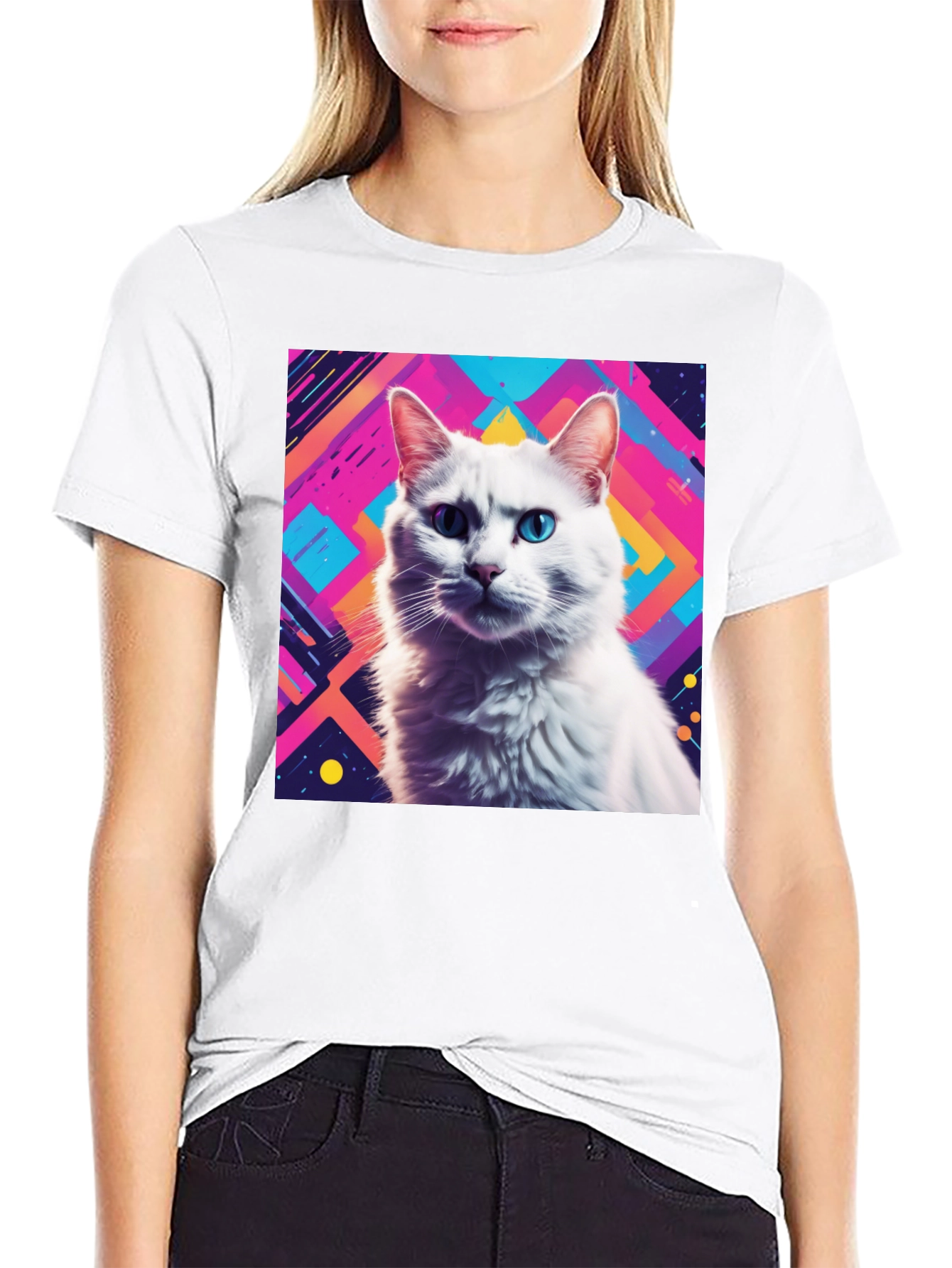 Abstract Cat Graphic Tee - Stylish Unisex T-Shirt