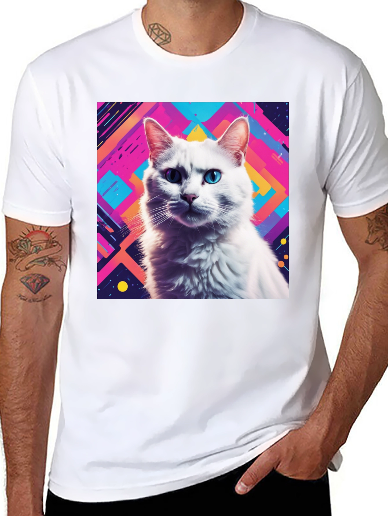 Abstract Cat Graphic Tee - Stylish Unisex T-Shirt