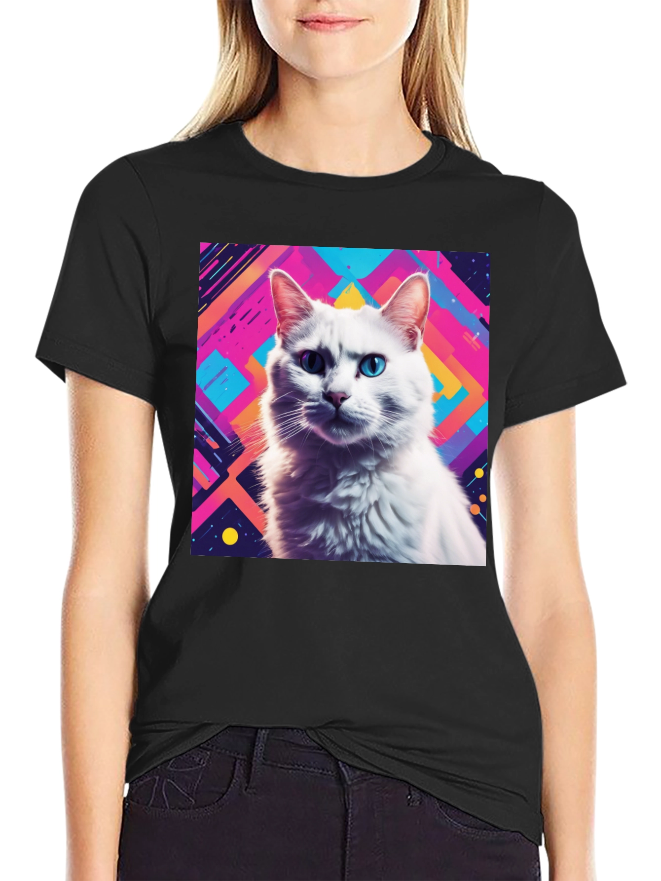 Abstract Cat Graphic Tee - Stylish Unisex T-Shirt
