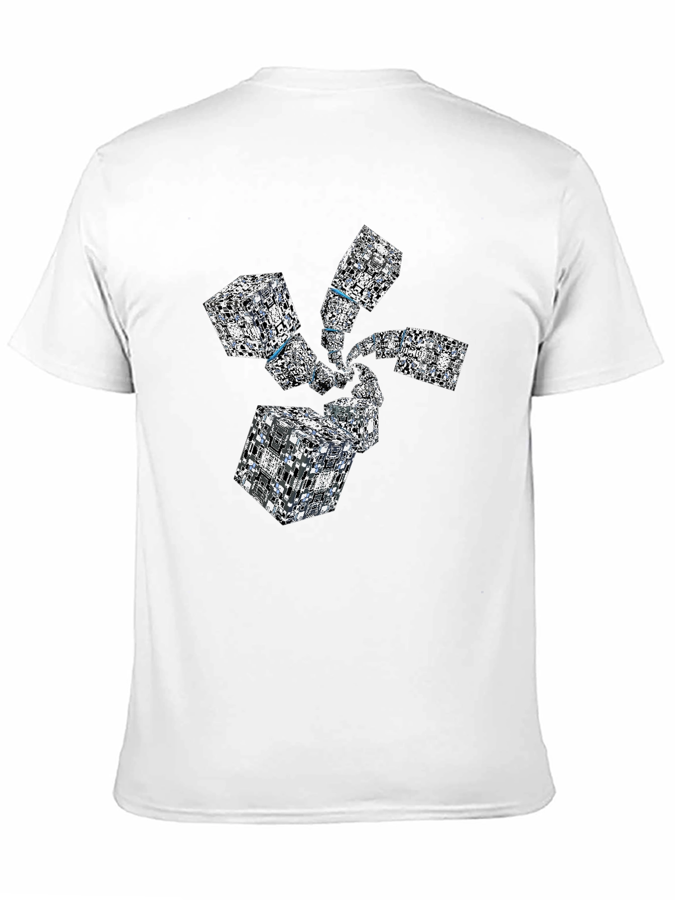 Abstract Geometric Cube Spiral Black T-Shirt