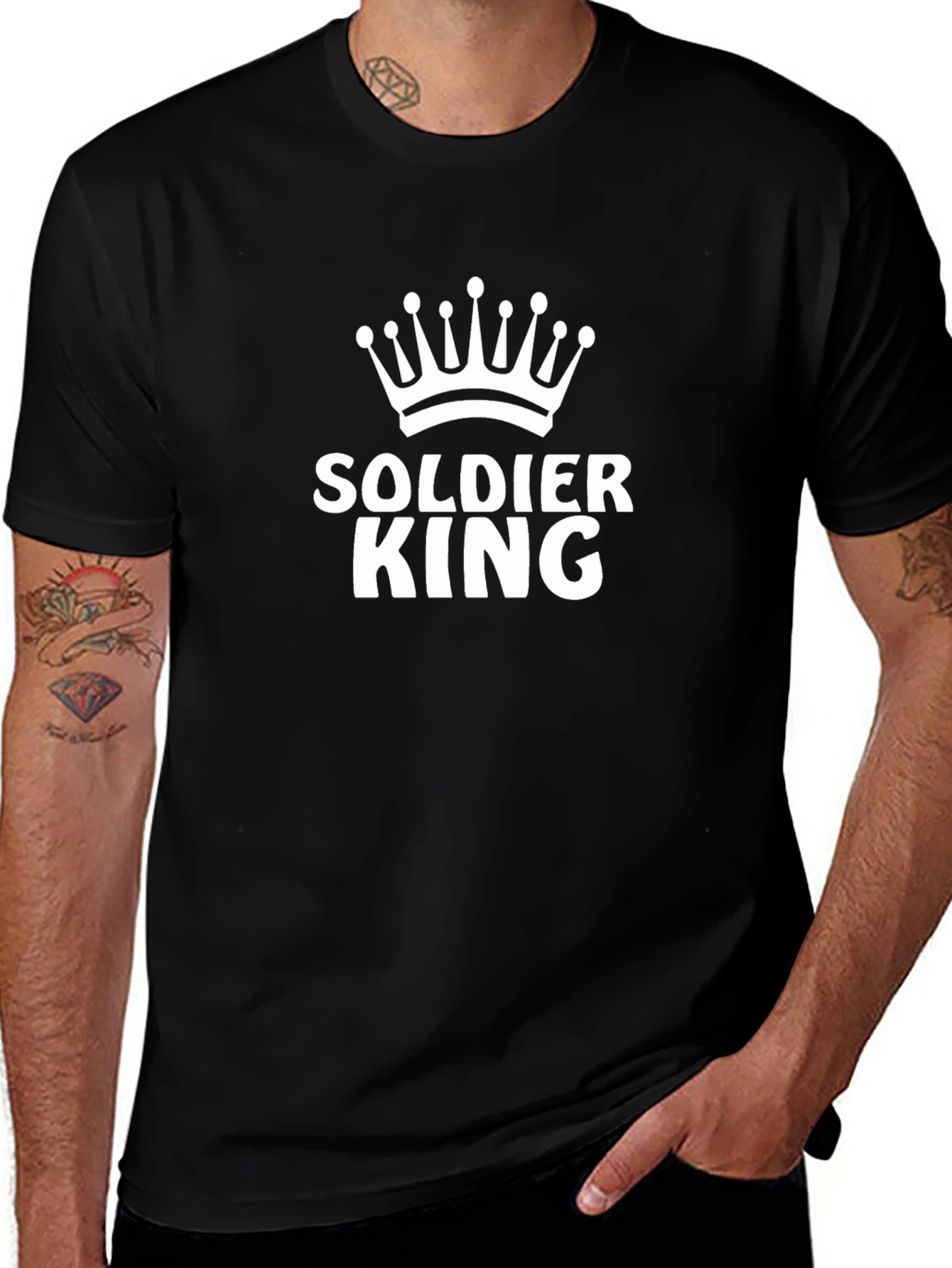 Soldier King Graphic Tee - Black Cotton T-Shirt