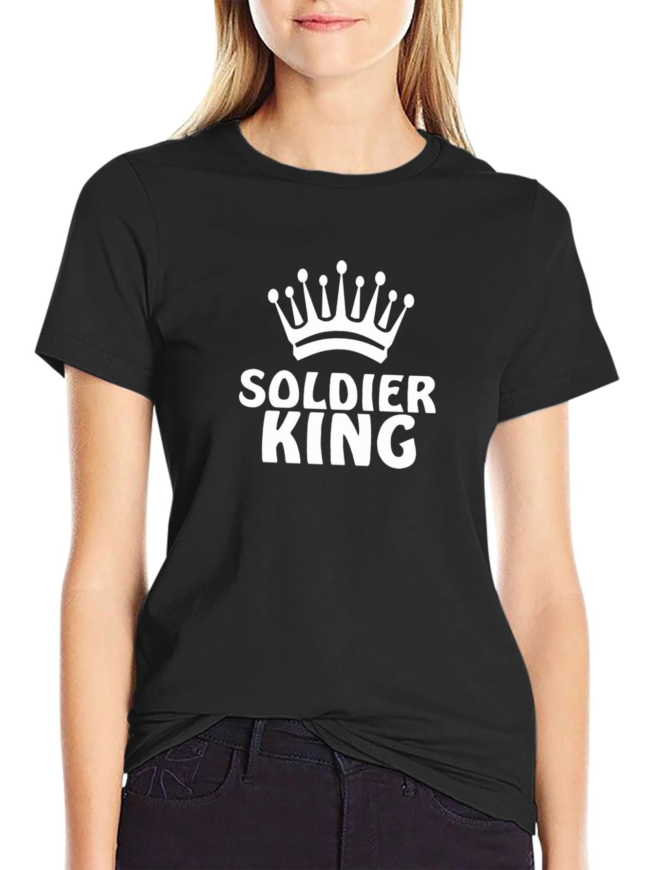 Soldier King Graphic Tee - Black Cotton T-Shirt