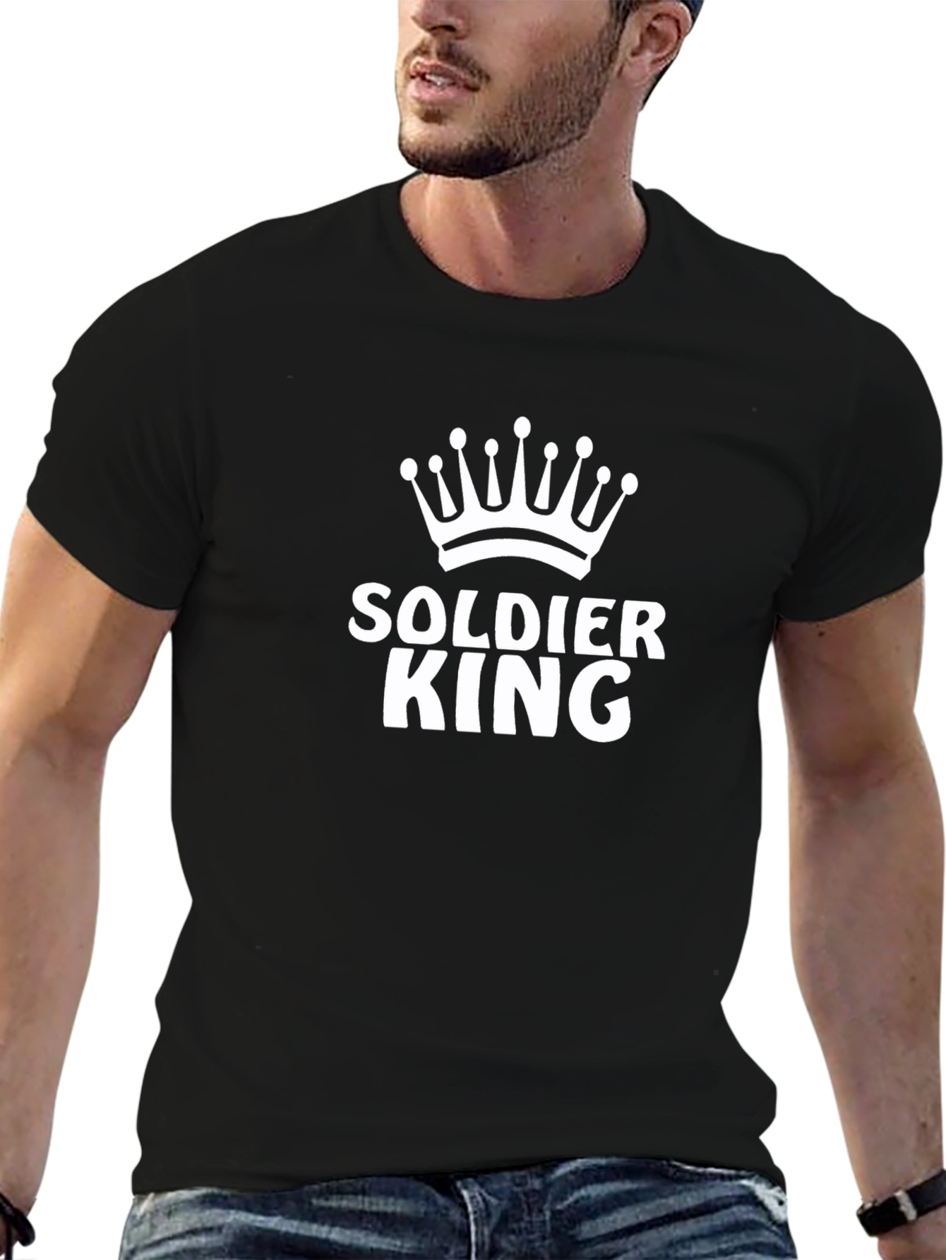 Soldier King Graphic Tee - Black Cotton T-Shirt