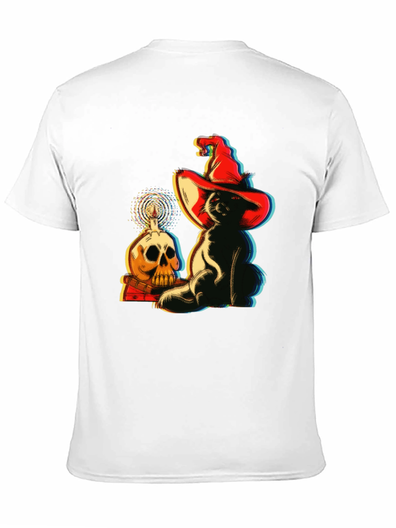 Spooky Cat & Skull Graphic Tee - Halloween Vibes!