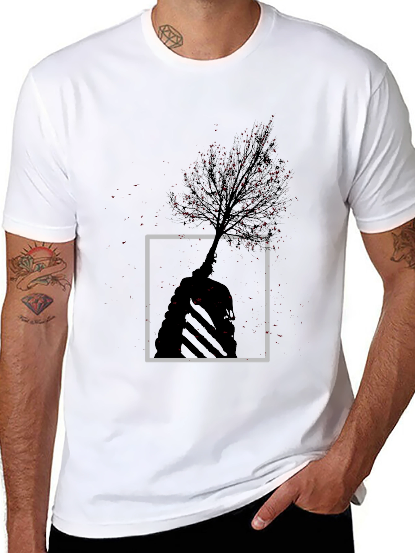 Abstract Tree Graphic Tee - Modern Style