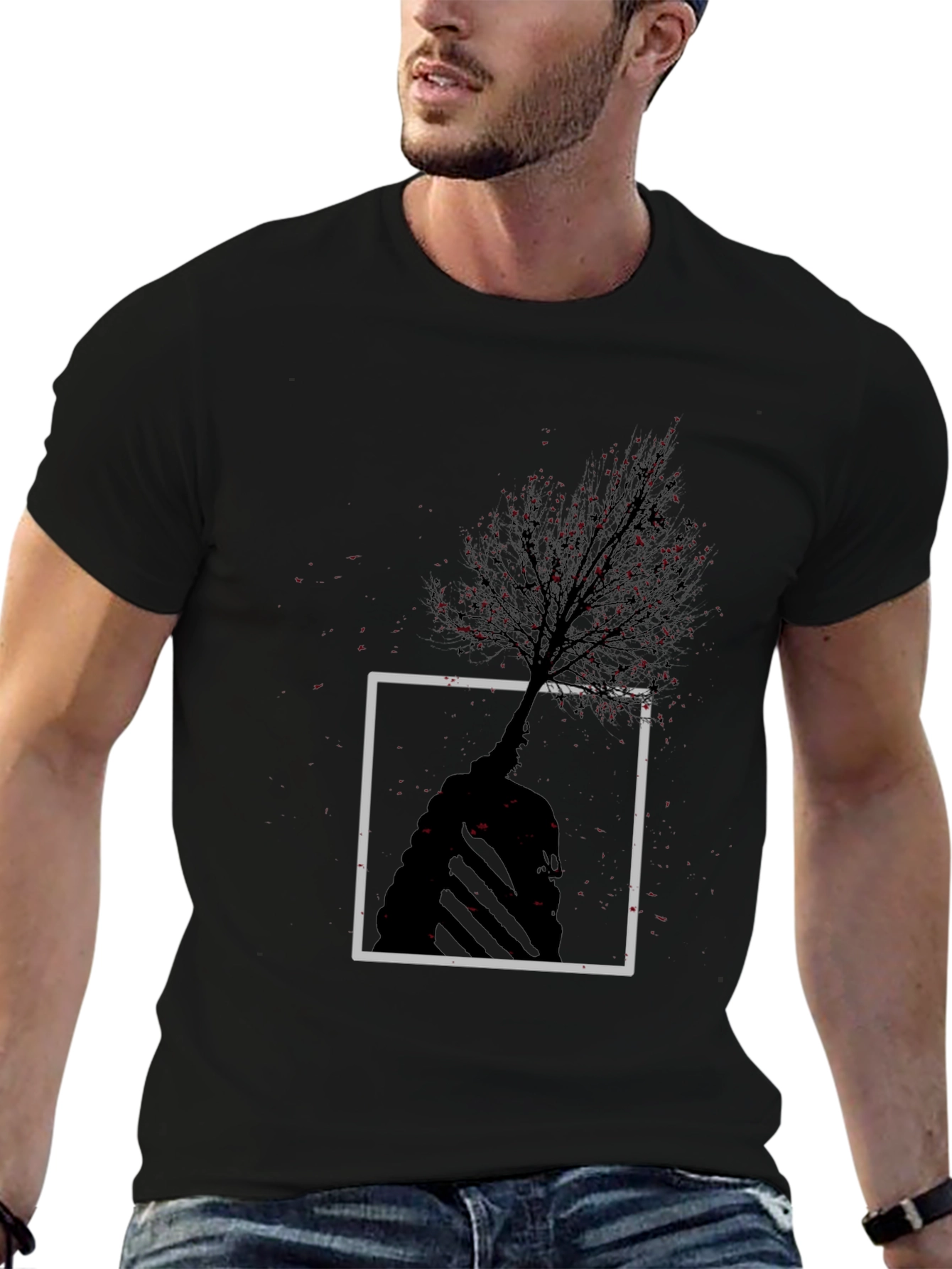 Abstract Tree Graphic Tee - Modern Style