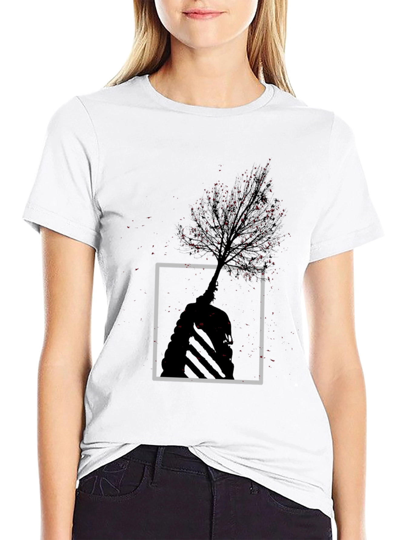 Abstract Tree Graphic Tee - Modern Style