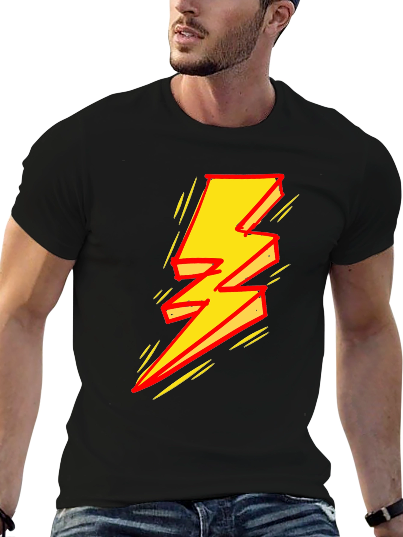 Bold Lightning Bolt Graphic T-Shirt