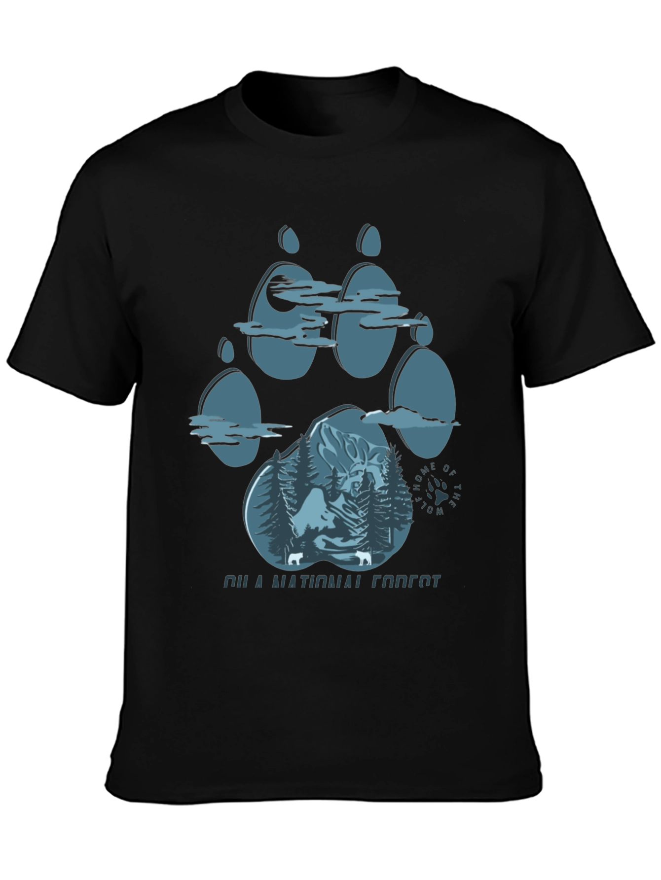 Wolf Paw Print Forest Graphic Tee