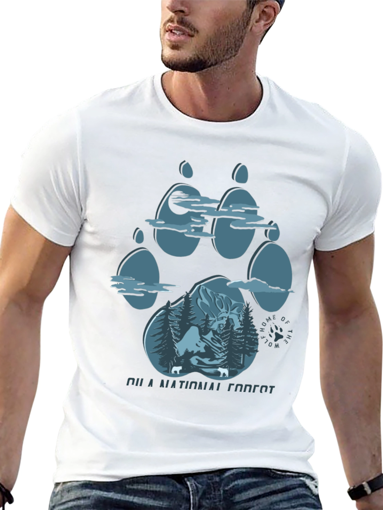 Wolf Paw Print Forest Graphic Tee