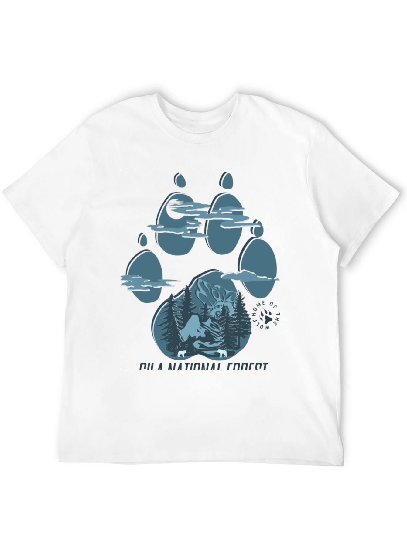 Wolf Paw Print Forest Graphic Tee