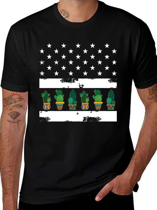 Cactus American Flag Graphic Tee