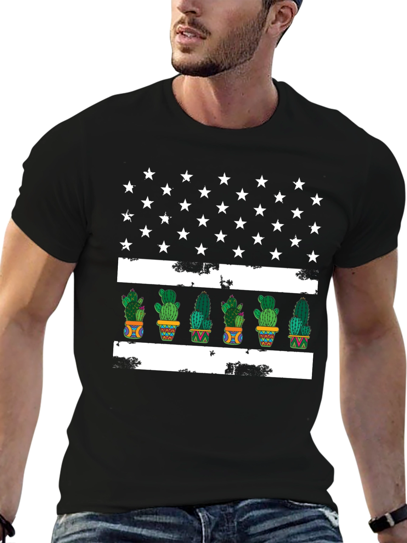 Cactus American Flag Graphic Tee