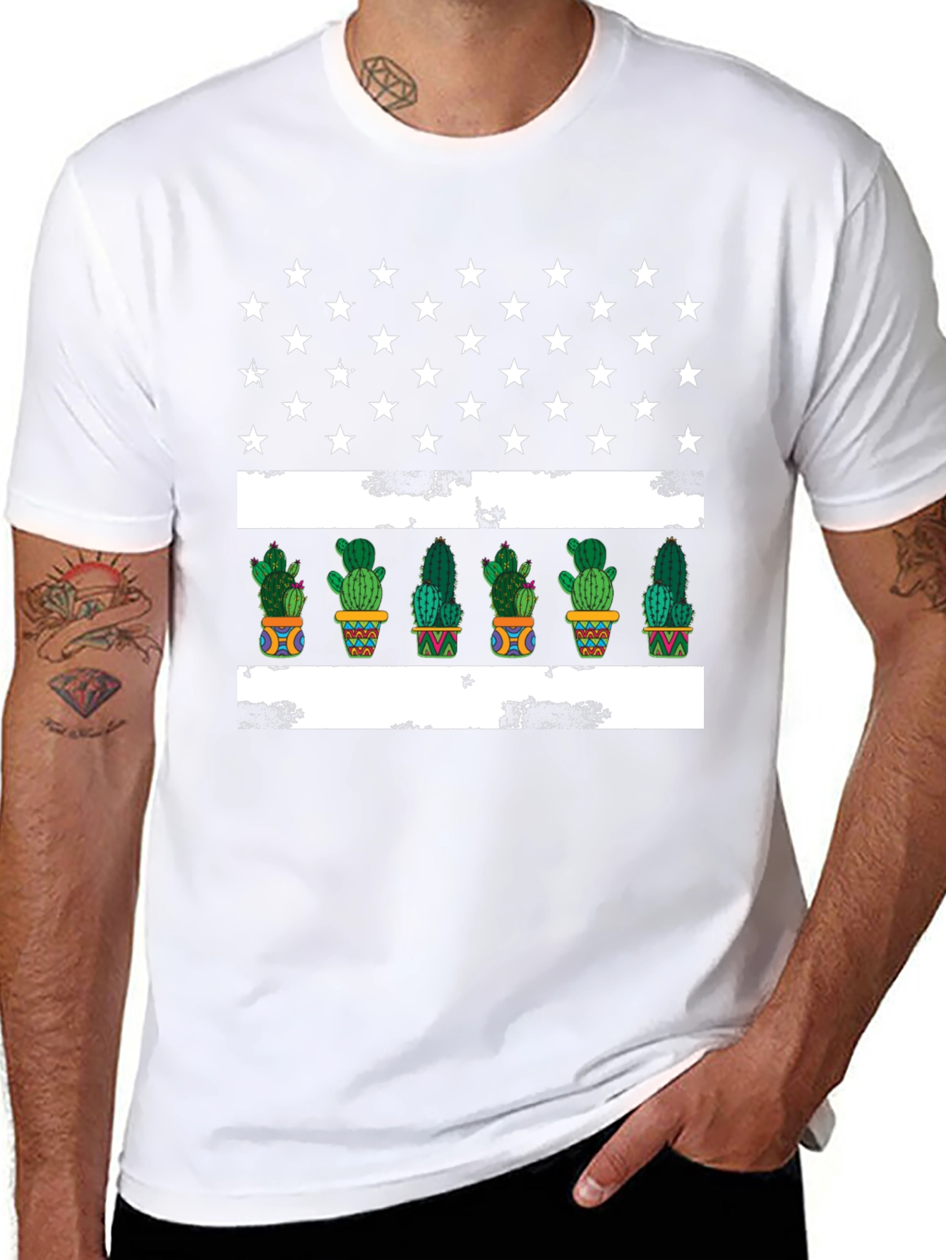 Cactus American Flag Graphic Tee
