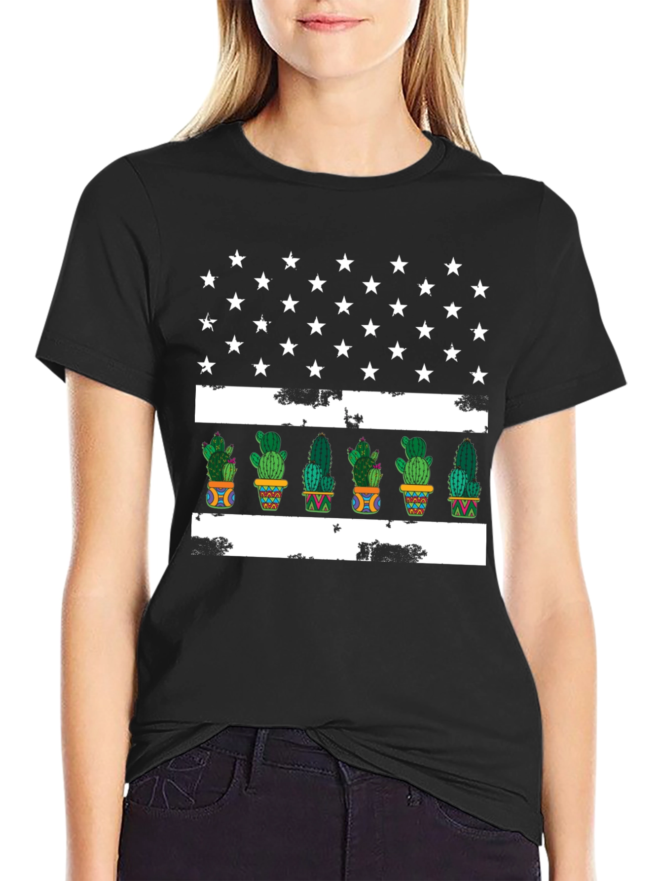 Cactus American Flag Graphic Tee
