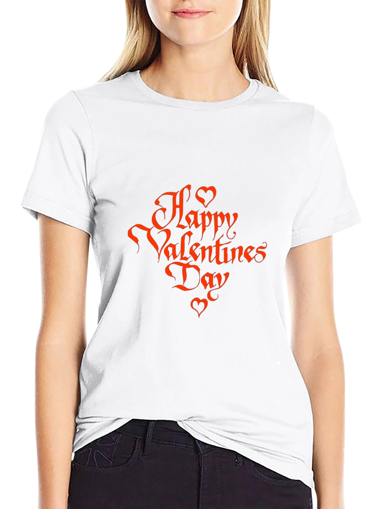 Happy Valentines Day Graphic Tee - Black