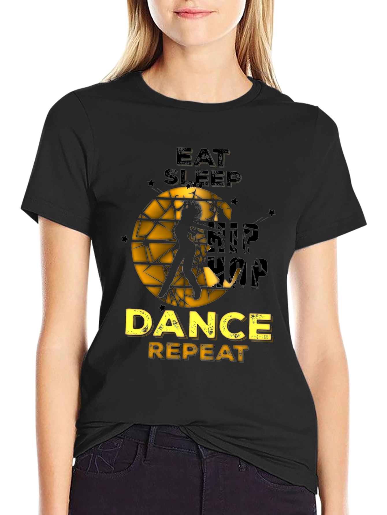 Eat Sleep Dance Repeat Black Graphic Tee