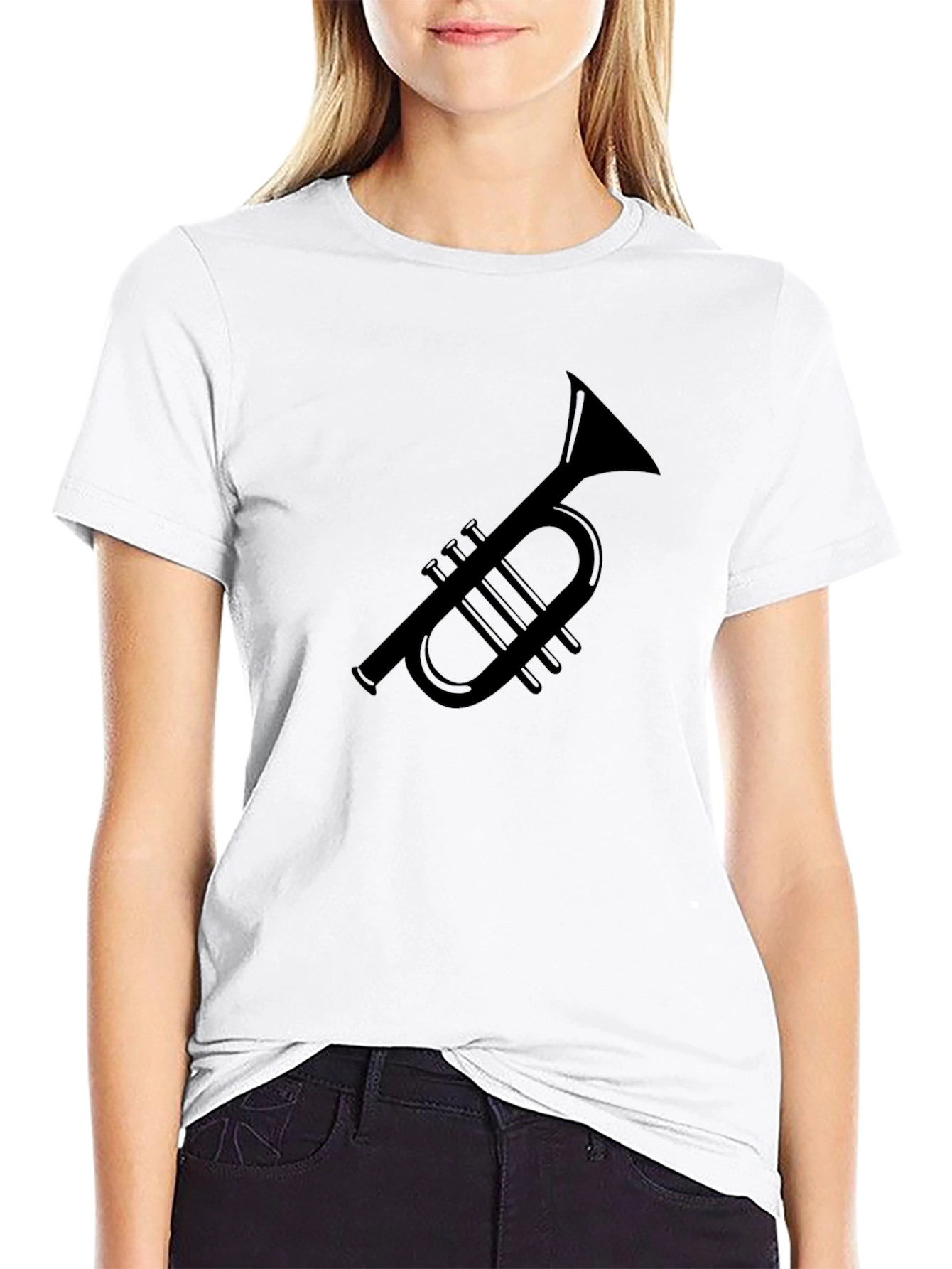 Trumpet Graphic Tee - Black Casual T-Shirt