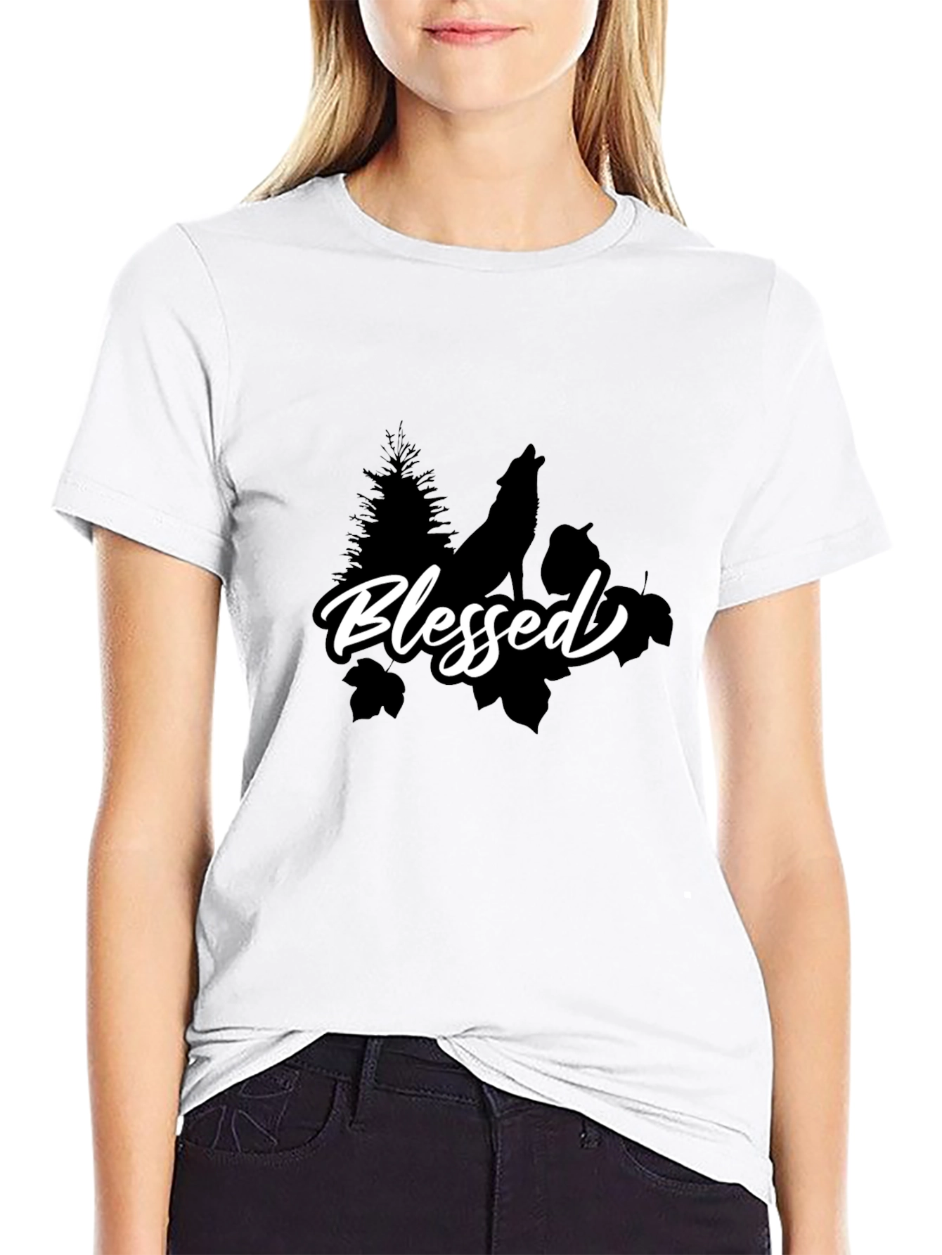 Blessed Wolf Graphic T-Shirt - Black