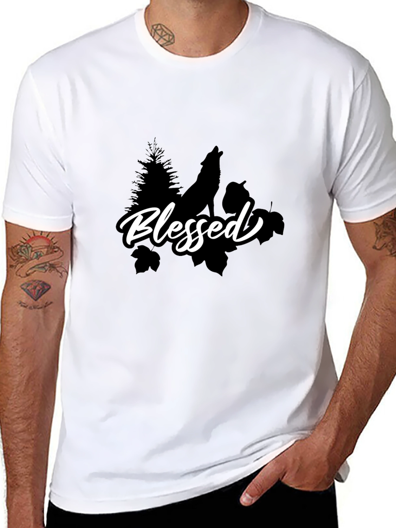 Blessed Wolf Graphic T-Shirt - Black