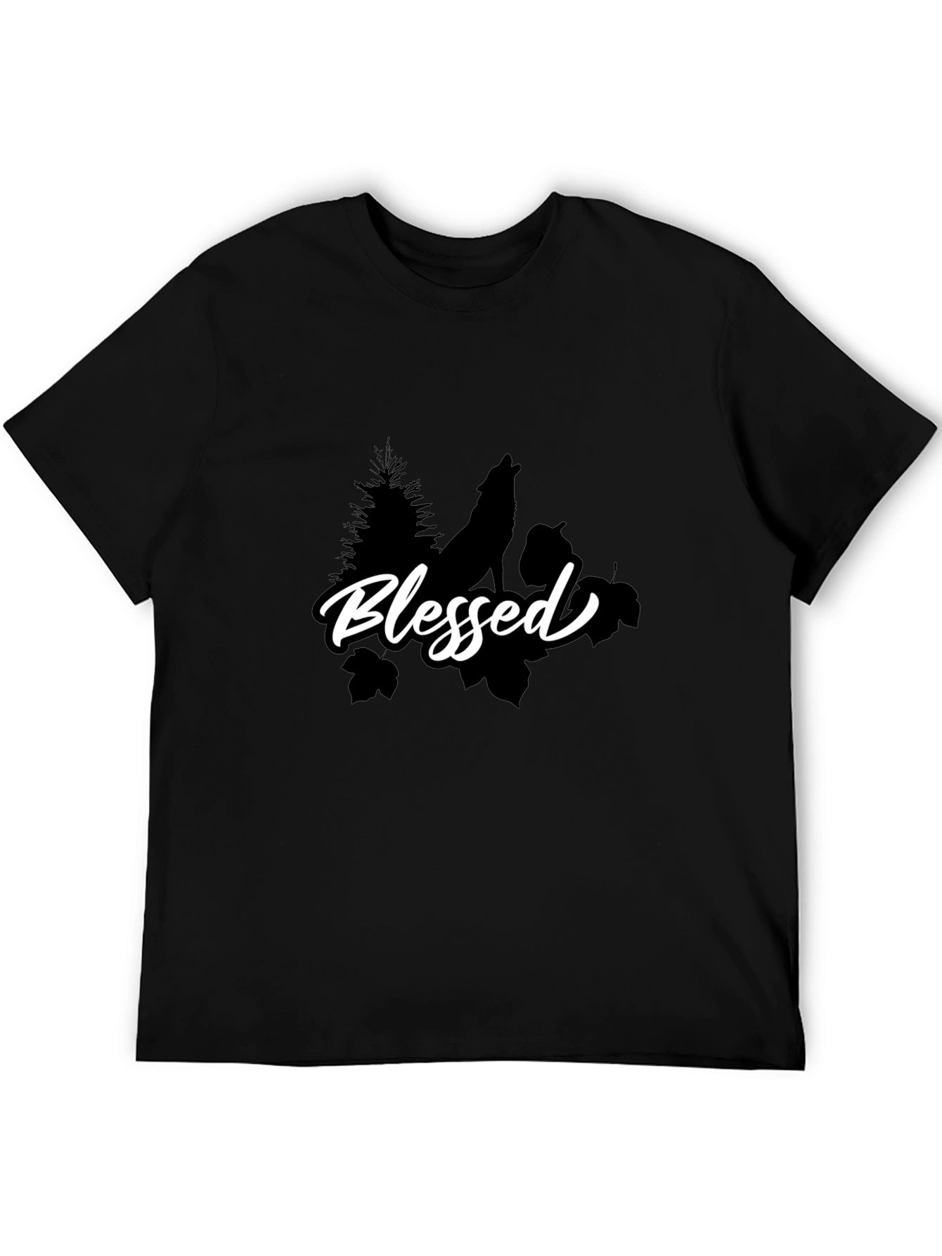Blessed Wolf Graphic T-Shirt - Black