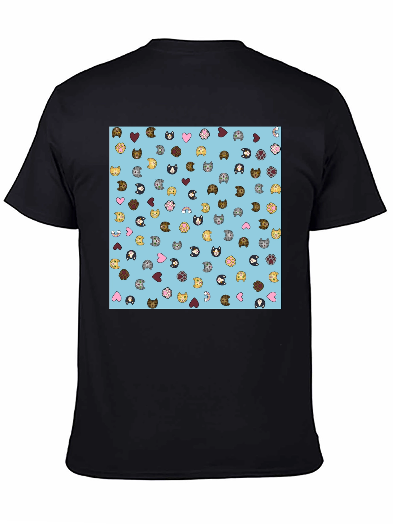 Cat Faces Pattern T-Shirt Soft Cotton Blend Modern Style