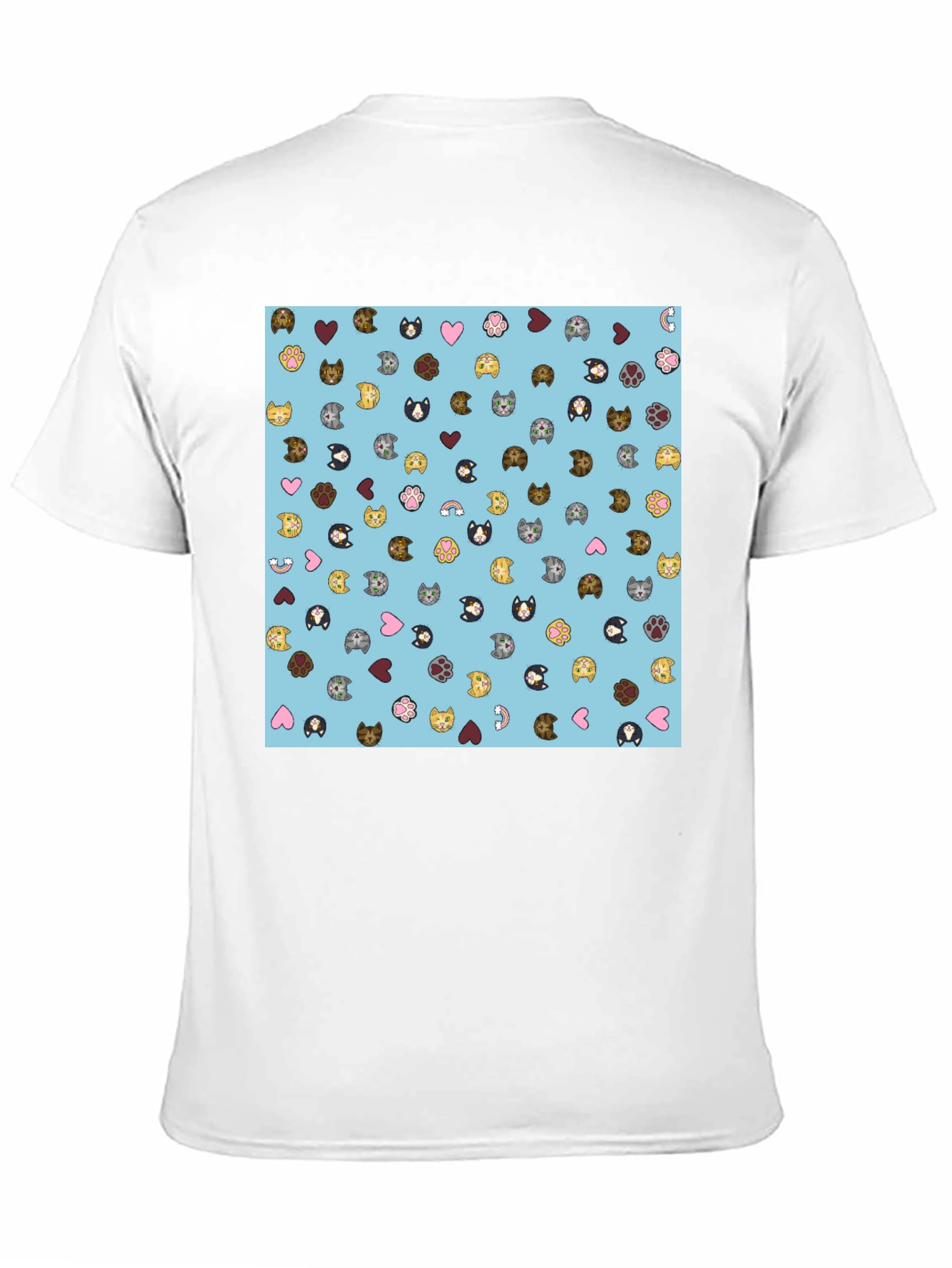 Cat Faces Pattern T-Shirt Soft Cotton Blend Modern Style