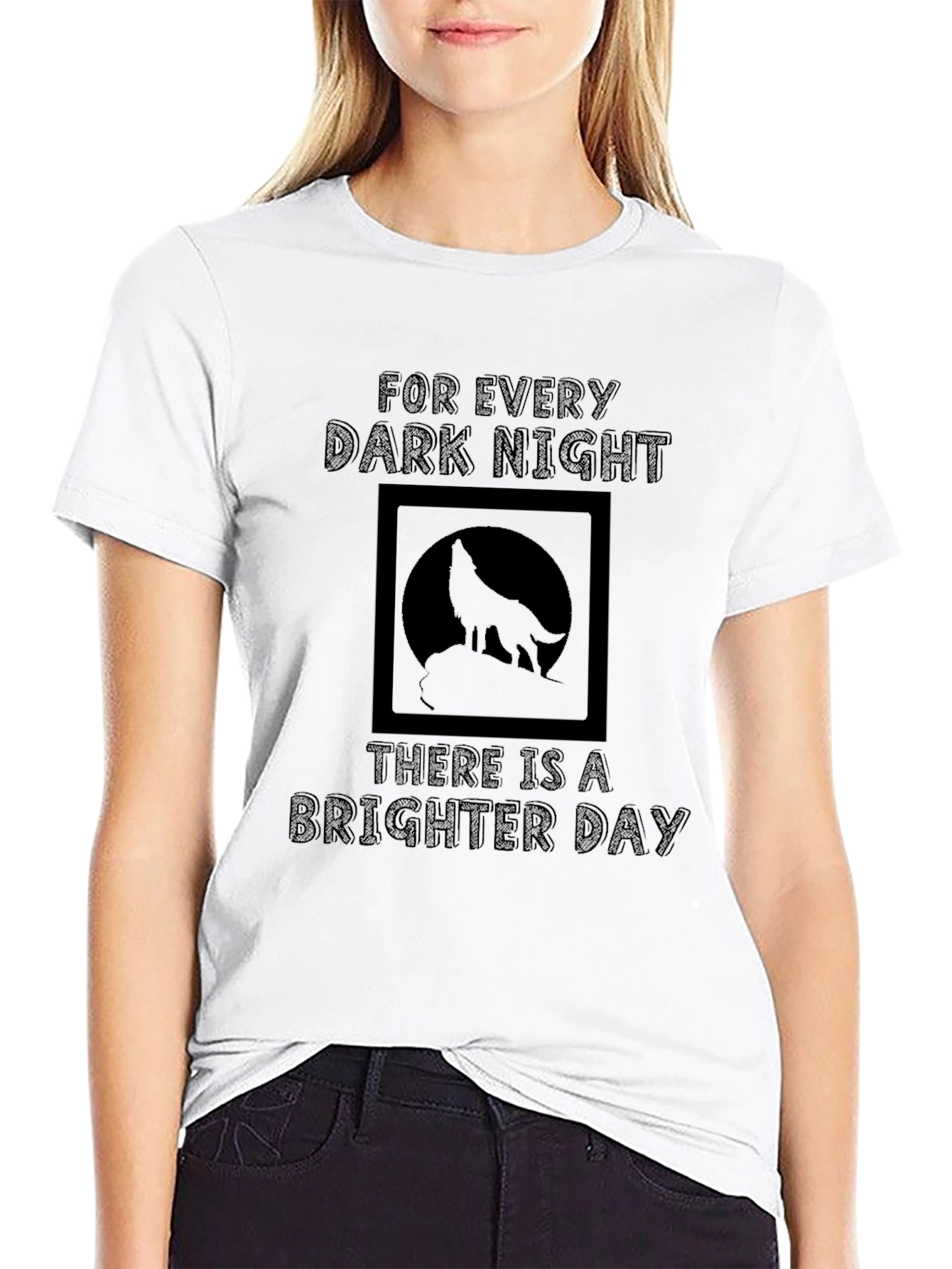 Wolf Silhouette Graphic Tee - Dark Night Brighter Day