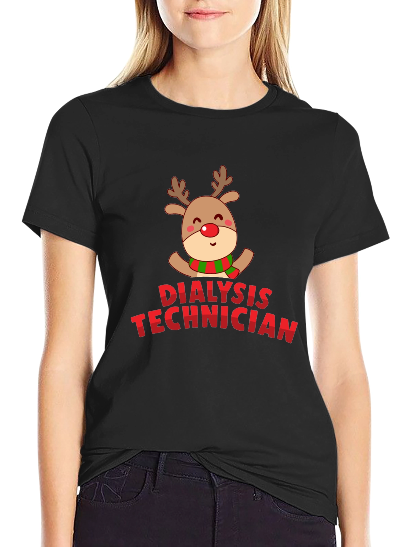Christmas Dialysis Technician Reindeer T-Shirt
