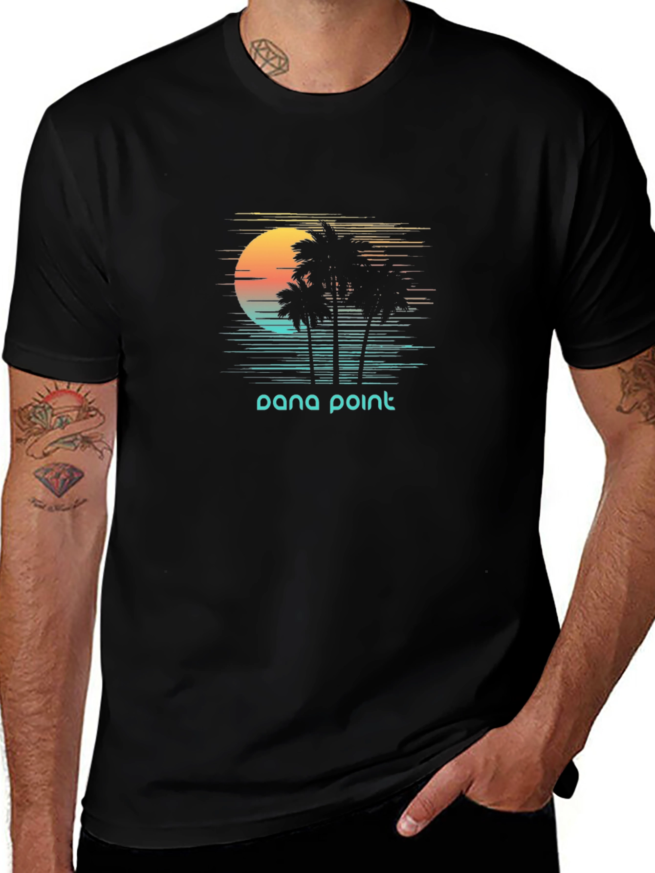 Dana Point Palm Tree Sunset Graphic T-Shirt