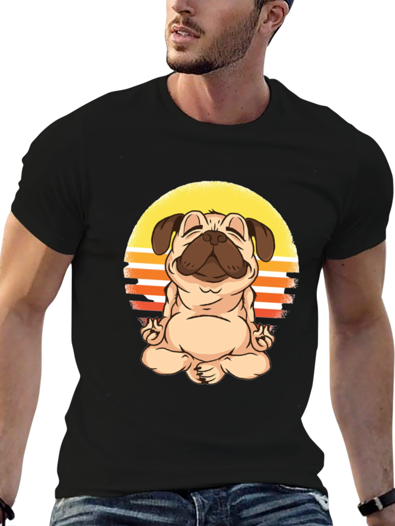 Zen Pug T-Shirt - Meditating Dog Design