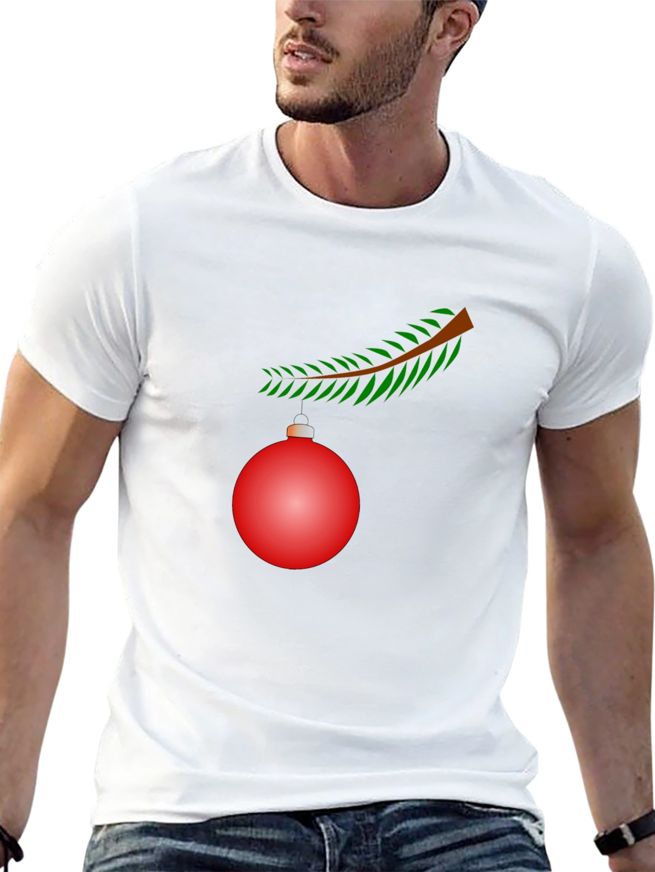 Festive Christmas Ornament Graphic Tee - Black