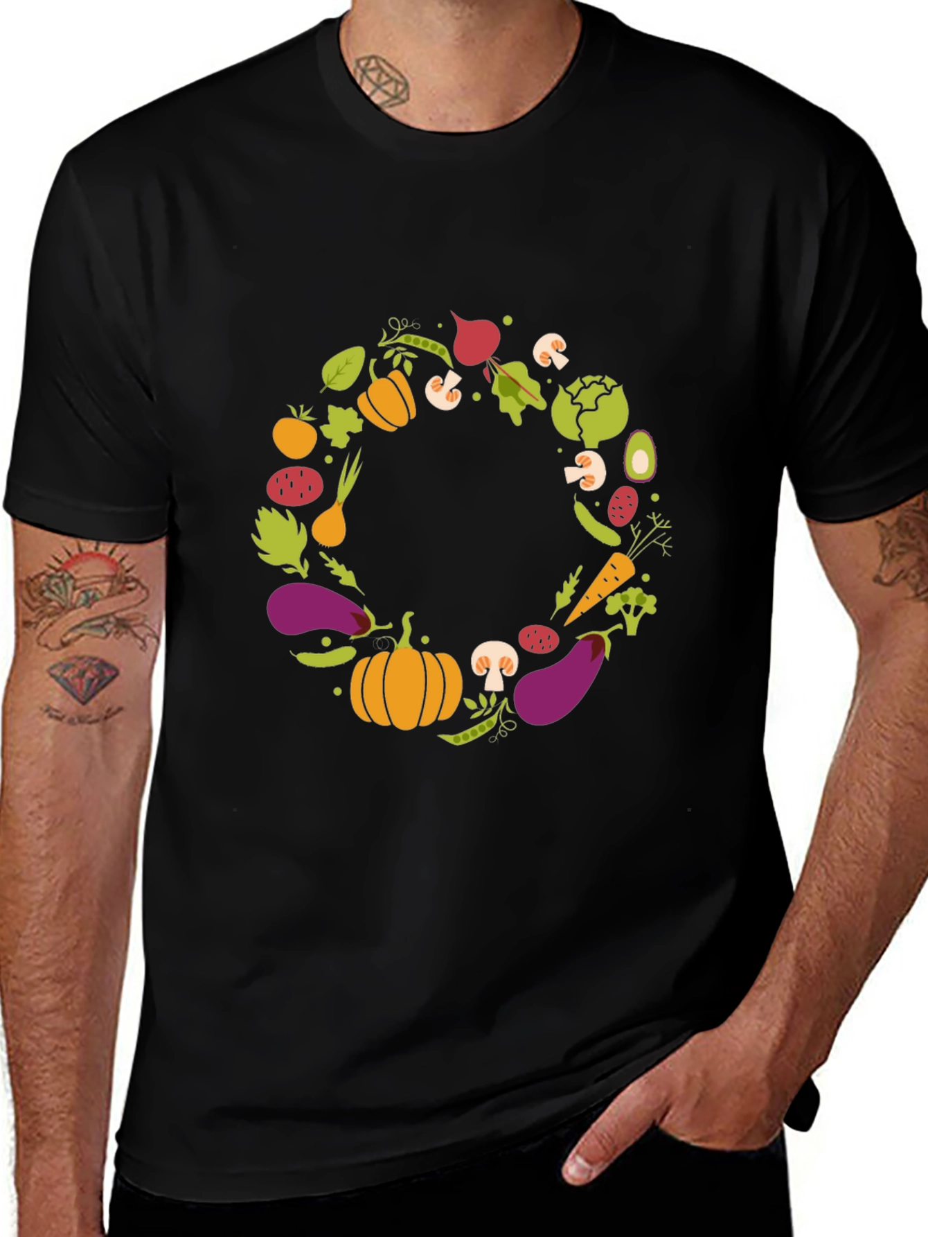 Vegetable Wreath Graphic T-Shirt