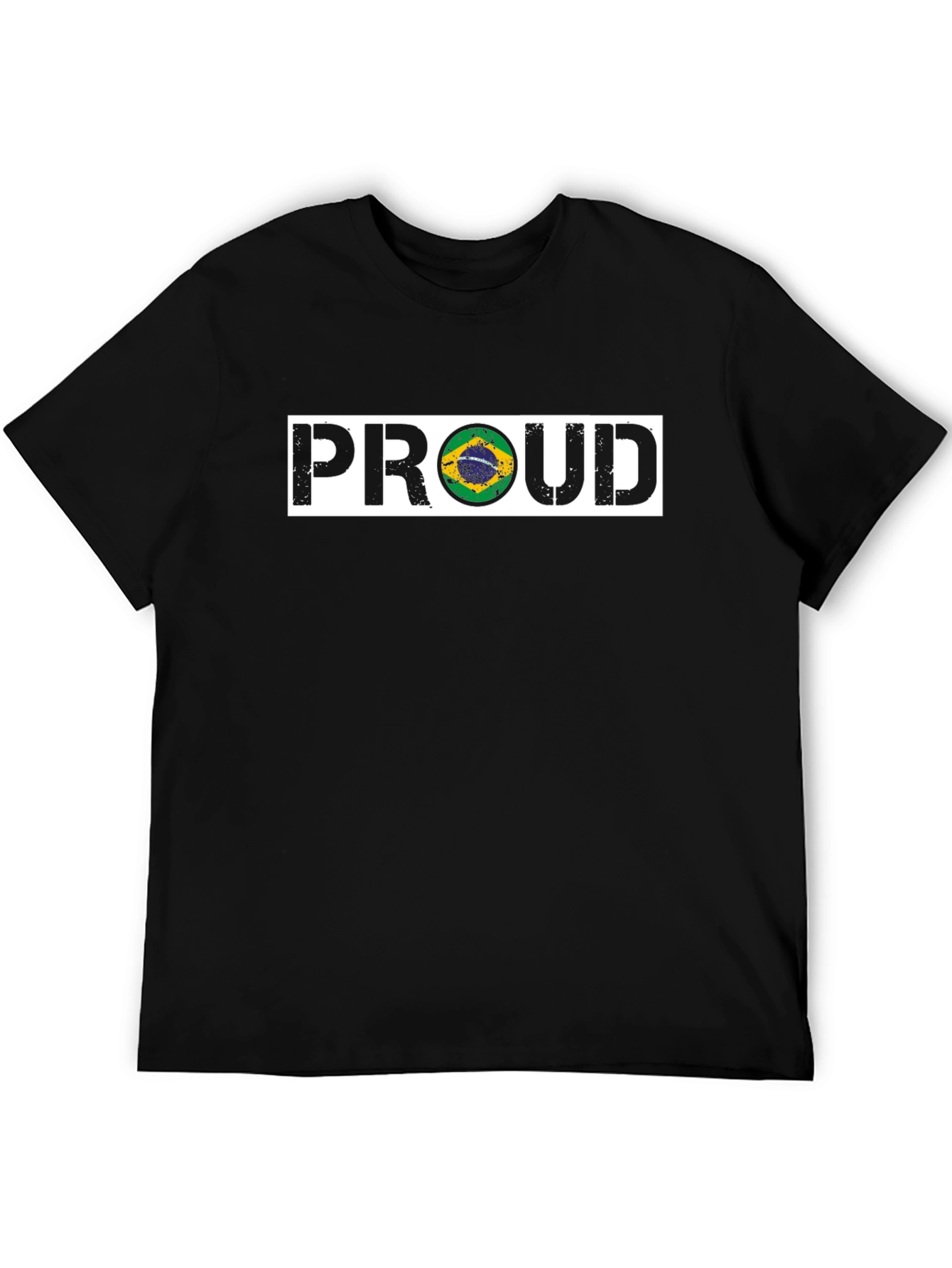 Proud Brazil Flag Graphic T-Shirt - Black
