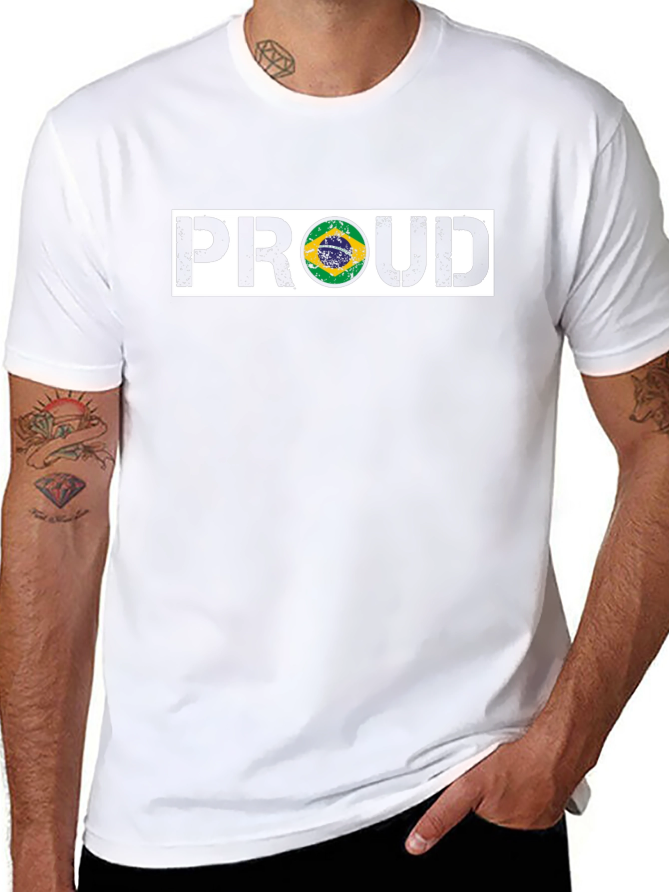 Proud Brazil Flag Graphic T-Shirt - Black