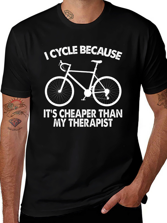 Funny Cycling T-Shirt - Cheaper Than Therapy!