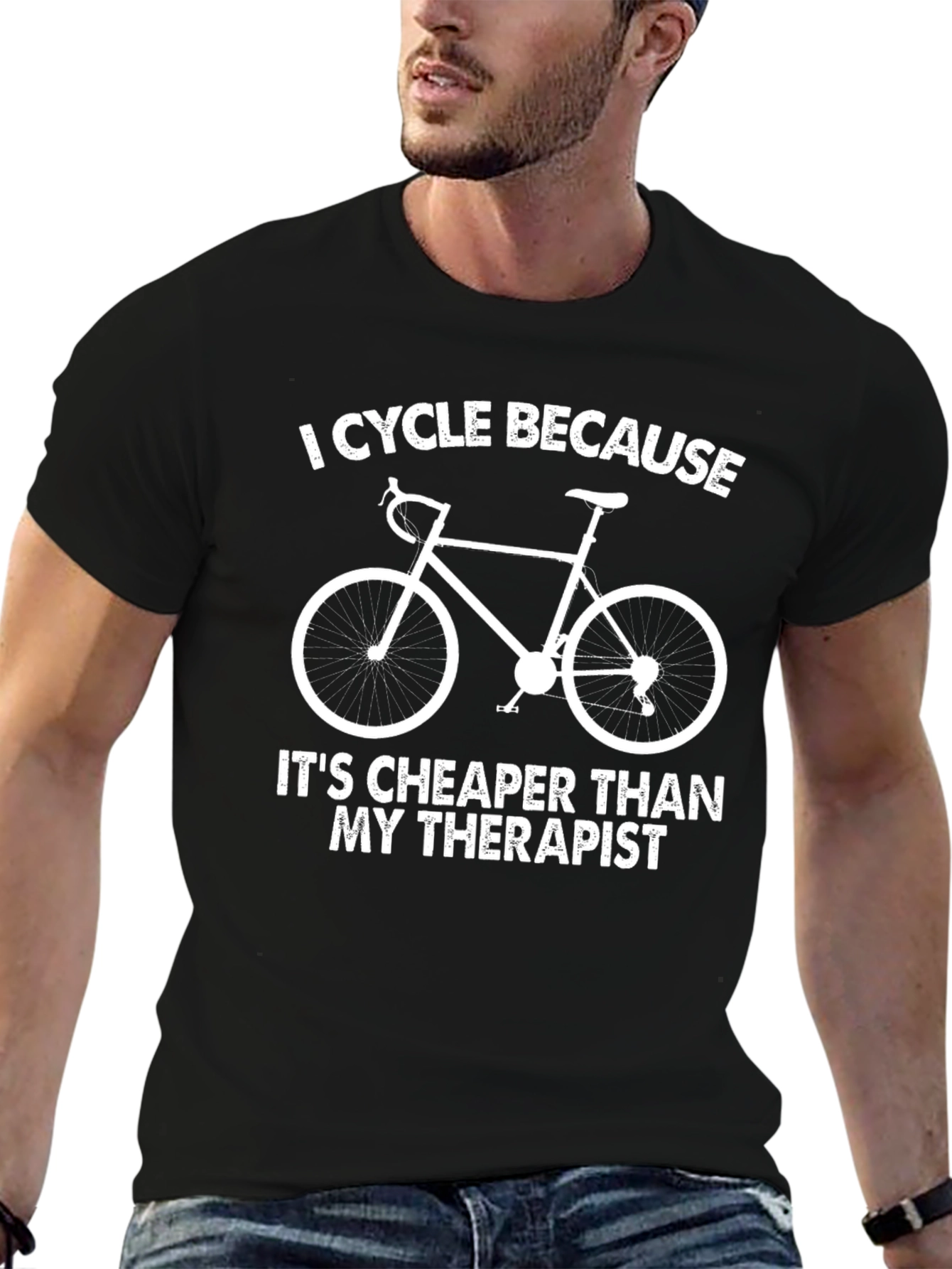 Funny Cycling T-Shirt - Cheaper Than Therapy!