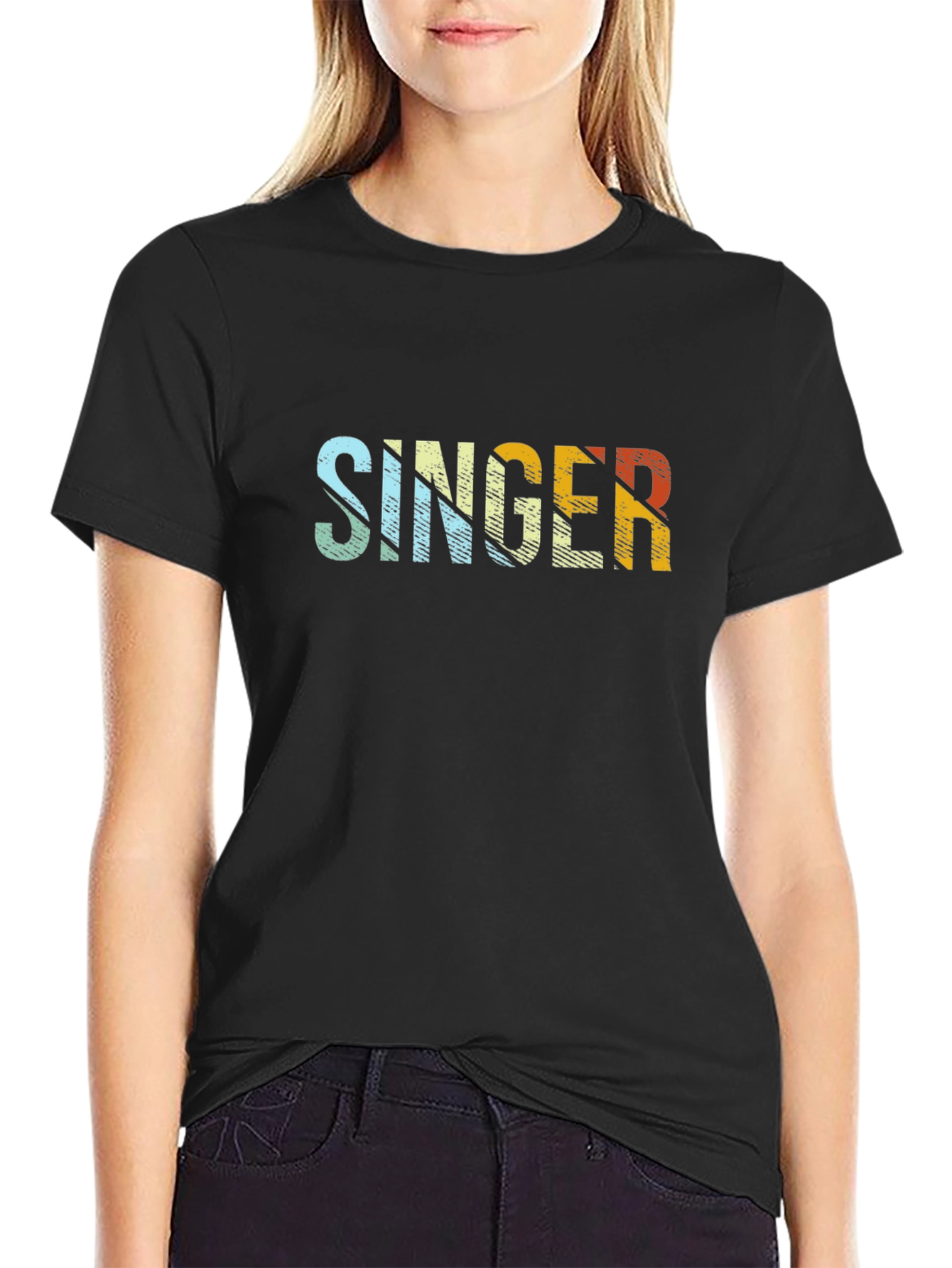 Retro Singer Graphic T-Shirt - Black