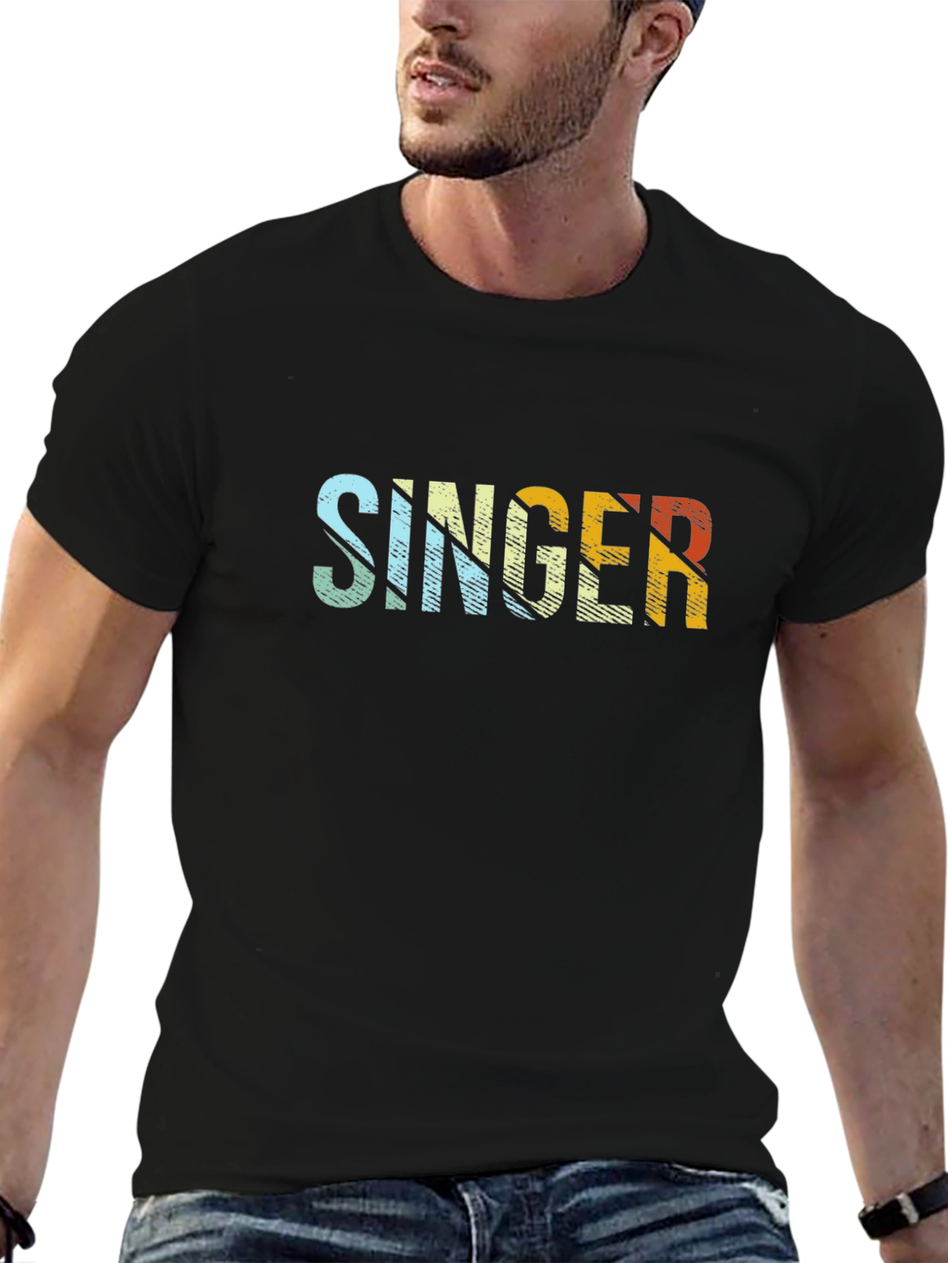 Retro Singer Graphic T-Shirt - Black