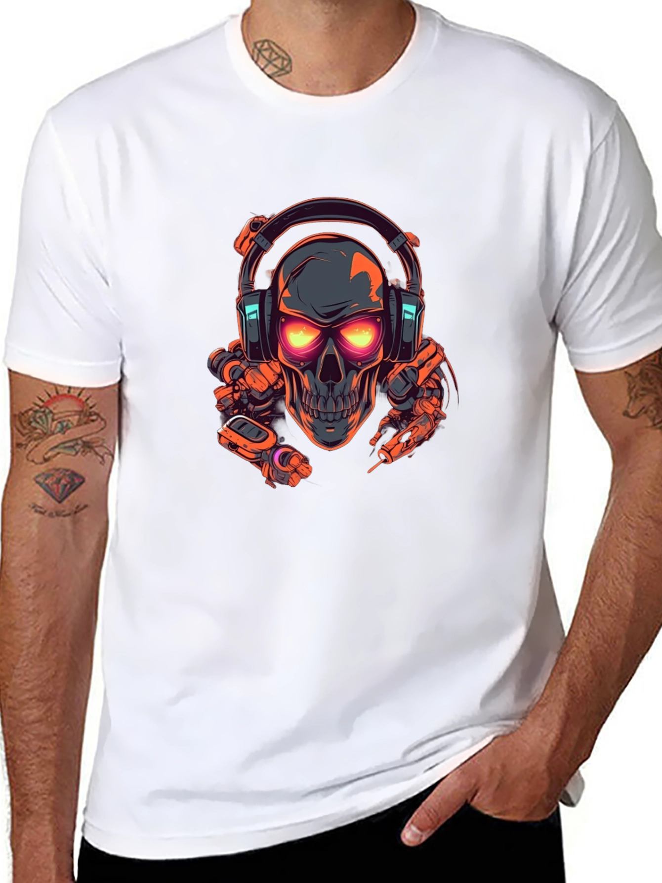 Skull Headphone Graphic T-Shirt