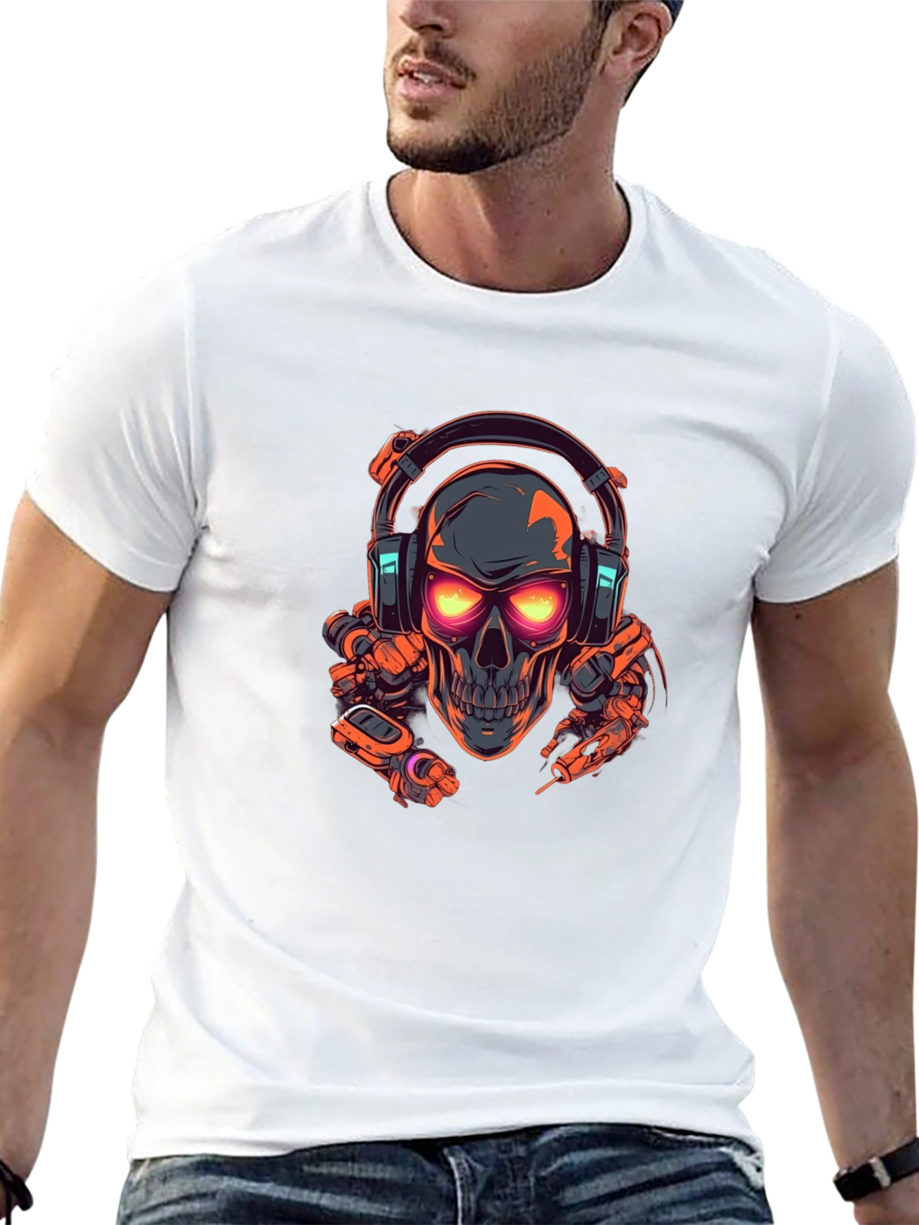 Skull Headphone Graphic T-Shirt