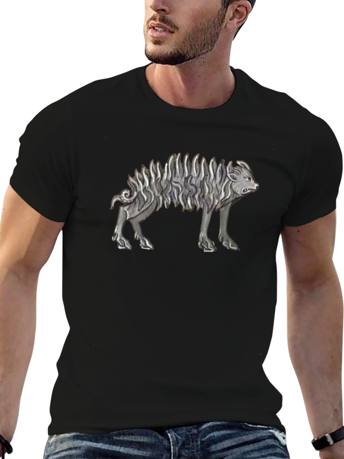 Unique Animal Graphic Black T-Shirt