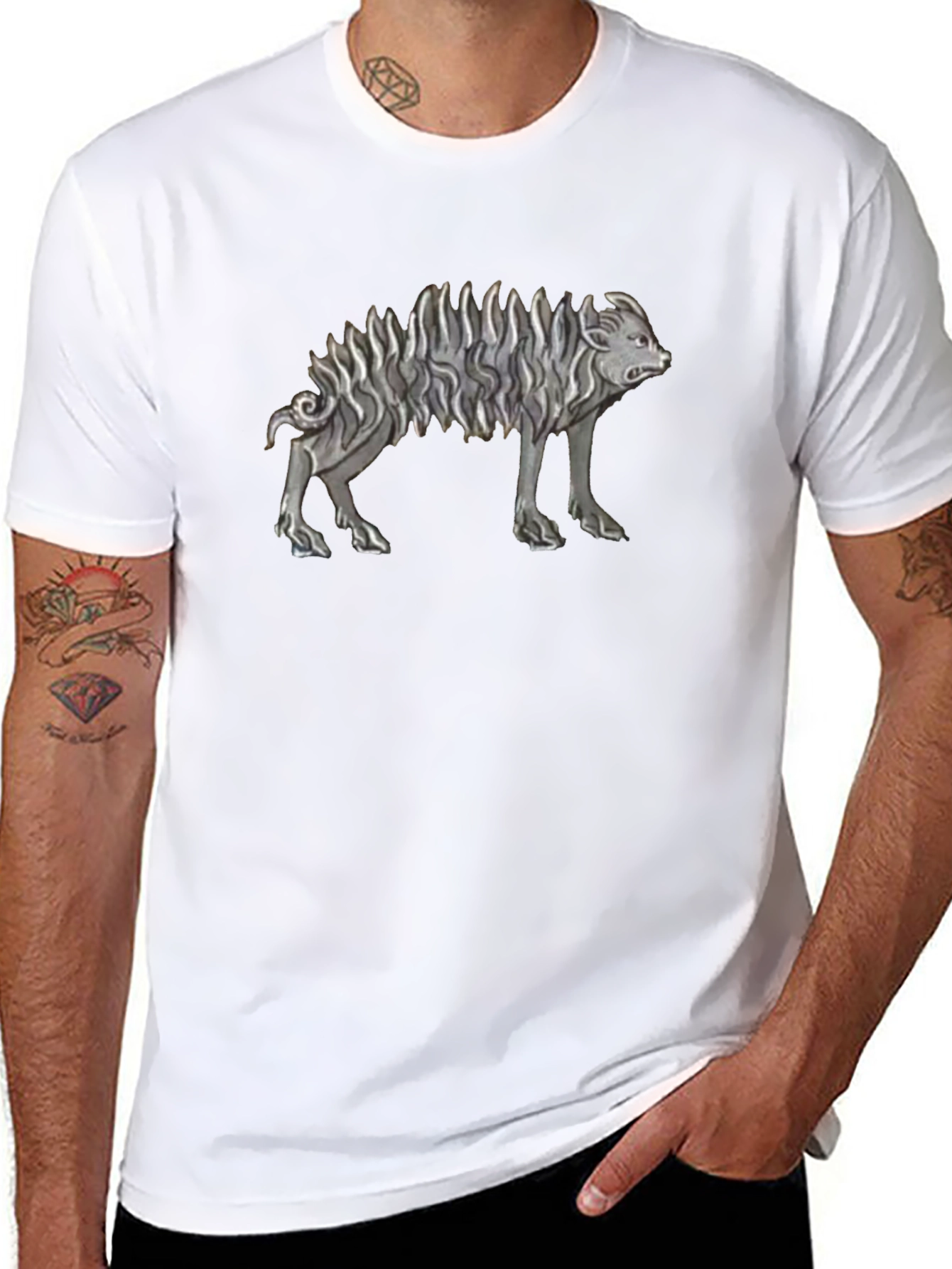 Unique Animal Graphic Black T-Shirt