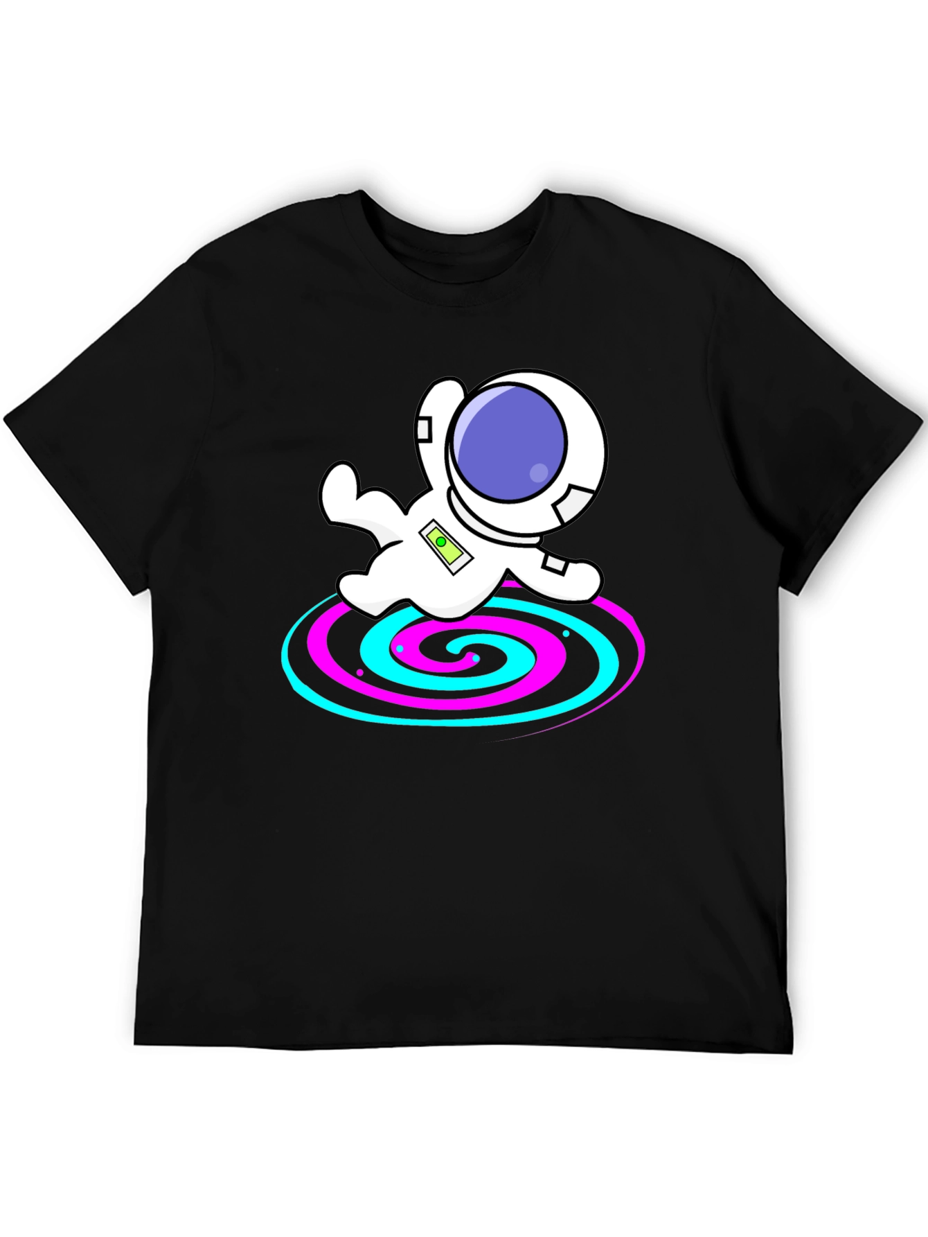 Astronaut Spiral Graphic Tee - Black Cotton Blend