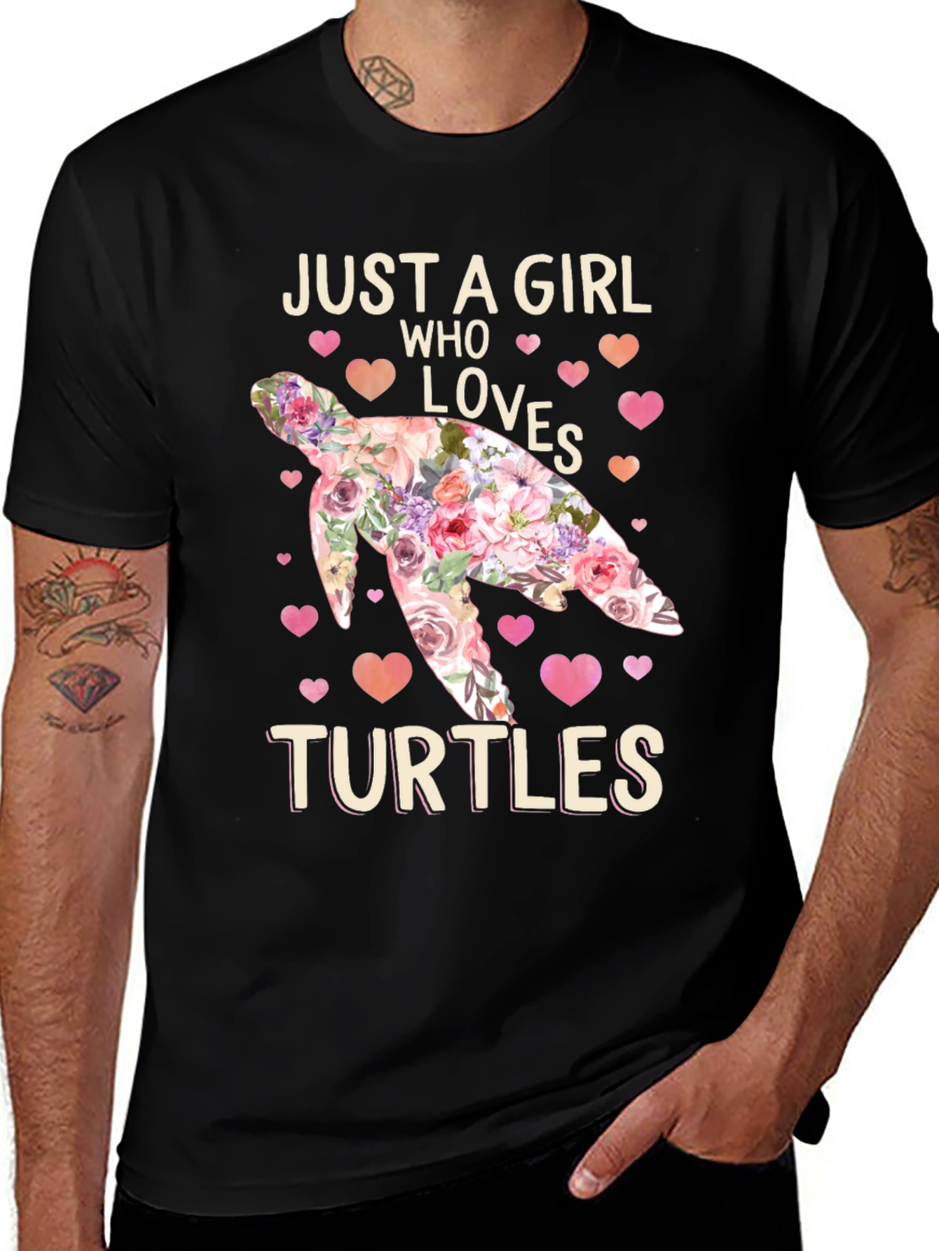 Just A Girl Who Loves Turtles Floral T-Shirt