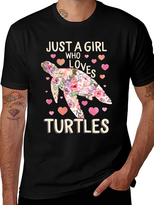 Just A Girl Who Loves Turtles Floral T-Shirt