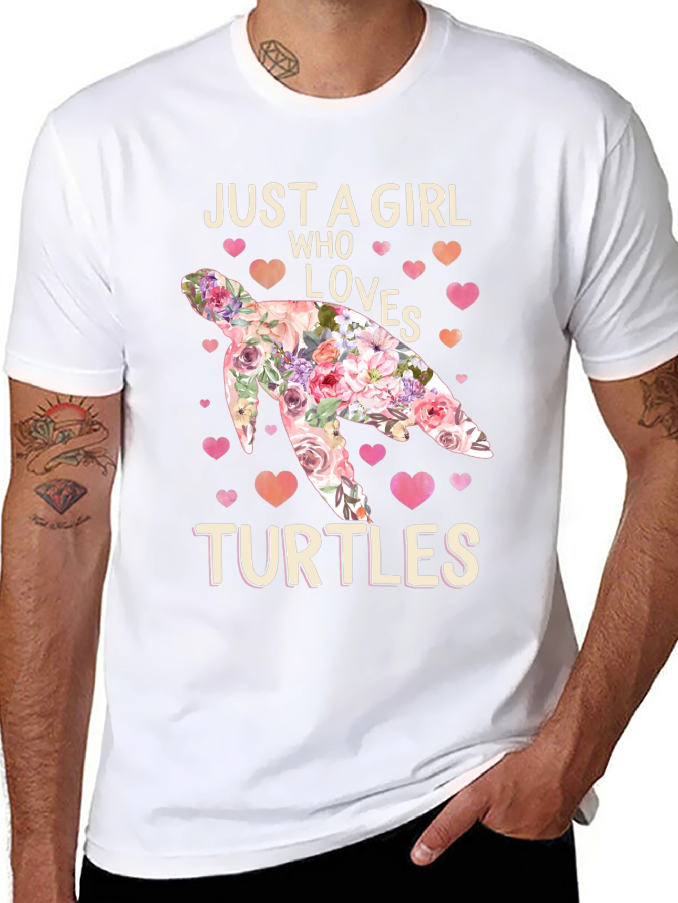 Just A Girl Who Loves Turtles Floral T-Shirt