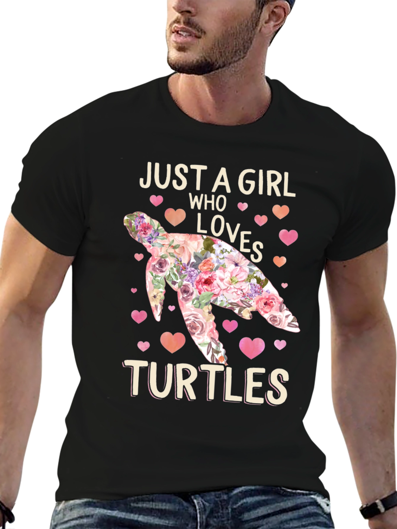 Just A Girl Who Loves Turtles Floral T-Shirt