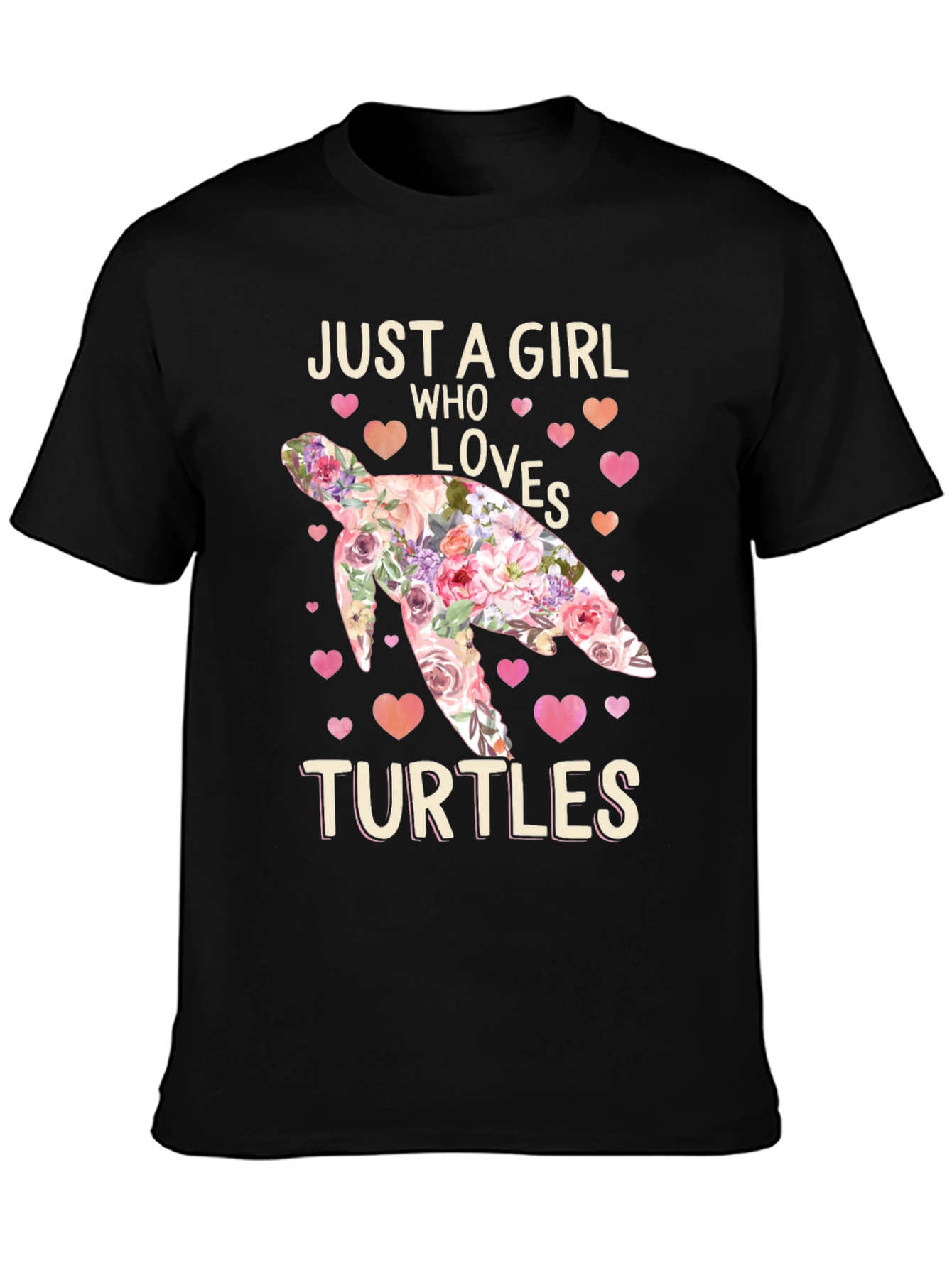 Just A Girl Who Loves Turtles Floral T-Shirt