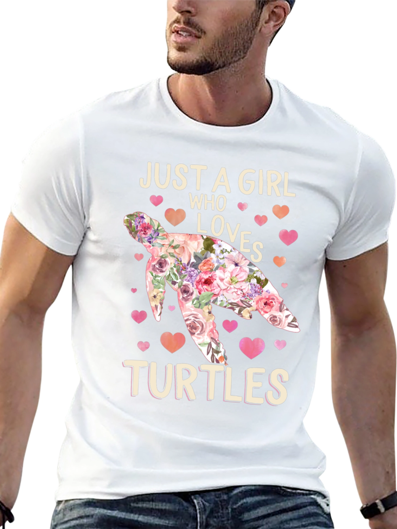 Just A Girl Who Loves Turtles Floral T-Shirt